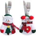 thumbnail image 4 of Bolsa para cubiertos Servilletero navideño Porta cubiertos Lindo muñeco de nieve Porta cubiertos navideños Decoraciones de mesa Adecuado para Navidad, Día de San Valentín, Navidad, 4 of 5