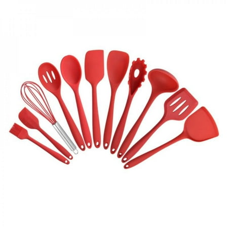 

Clearance! 10PCS Silicone Kitchenware Non-stick Cookware Cooking Tool Spatula Ladle Egg Beaters Shovel Spoon Soup Kitchen Utensils Set