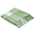 thumbnail image 2 of Ox Bay Green/White Tartan Plaid Cotton Throw Blanket, 50" x 60", 2 of 9