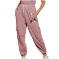 thumbnail image 2 of Fartey Womens Cargo Sweatpants Fashion Cinch Bottom Jogger Pants Casual Loose Drawstring High Waist Trousers with Pockets Cute Pumpkin Print Sweatpant Pink 2XL, 2 of 7