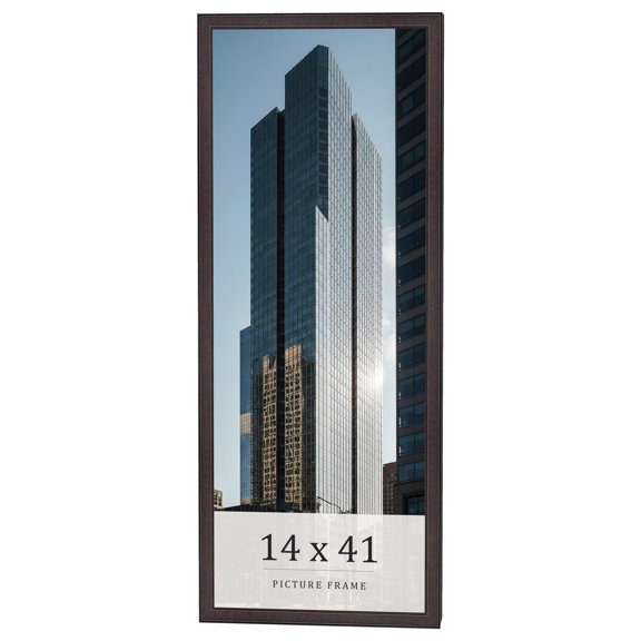 14x41 Rustic Brown Real Wood Picture Frame Width 0.75 inches | Interior Frame Depth 0.5 inches |