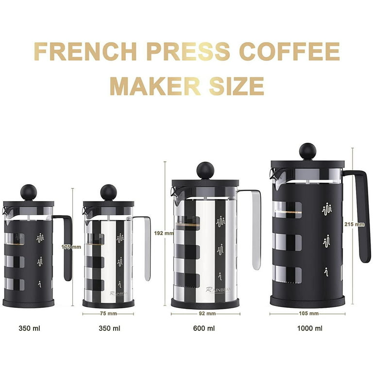 Large French Press Coffee Maker; Stainless Steel French Press 1000