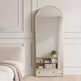 thumbnail image 4 of Hometrends Aluminum Curb Full Length Leaner Framed Mirror, 22x58in., Arched Top, Brushed Gold, Has Frame, Hang or Lean on Wall, 4 of 7