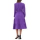 thumbnail image 3 of Vestido V de cuello en V Inspire Chic para mujer, con mangas de linterna, volantes, estilo A, elegante, casual, midi, color púrpura, 3 of 6