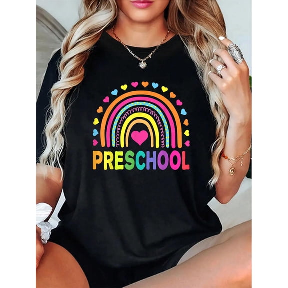 Preschool Rainbow Girls Boys Kids Teacher Back to School T-Shirt