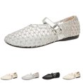 thumbnail image 4 of LTTVQM Womens Mary Jane Shoes Mesh Pointed Toe Slip-On Buckle Strap Casual Ballet Flats Soft Lightweight Arch Support Dance Flat Shoes Silver 42(US-9), 4 of 4