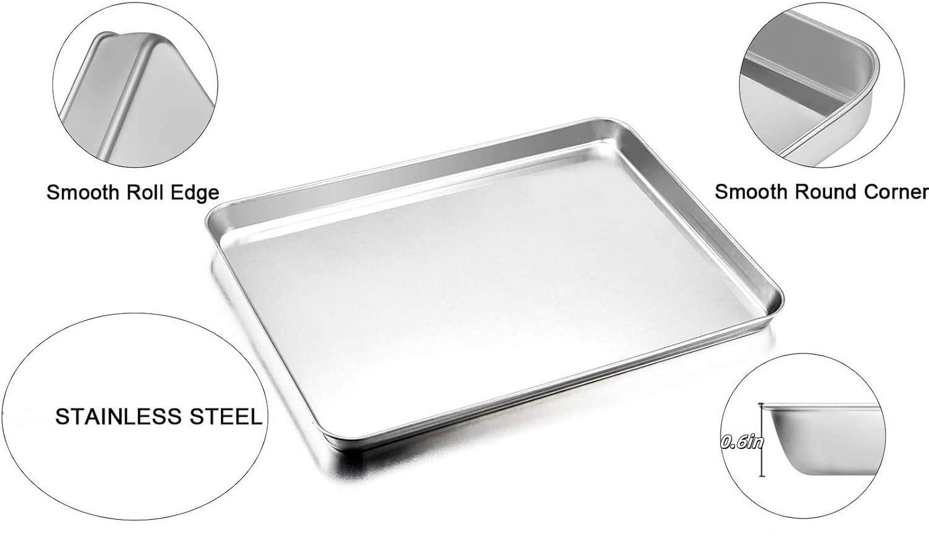 15.75x11.8In Baking Sheet,Stainless Steel Cookie Baking Pan,Dishwasher Safe,Commercial Grade Sheet Pans for Oven Baking