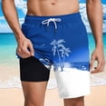 thumbnail image 4 of TKKCS Mens Graphic Swim Trunks With Compression Liner- Elastic Drawstring Waist Vacation Casual Quick Dry Summer Lightweight Beach Board Shorts With Pockets Blue Size 2XL, 4 of 8
