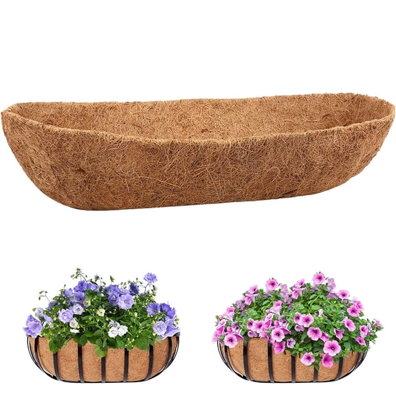 NOGIS 1Pcs 48 inch Trough Coco Liners for Wall Basket, Replaceable Coconut Fiber Plant Basket Liner for Plant Hanging Basket, Garden Flower Vegetables Pot