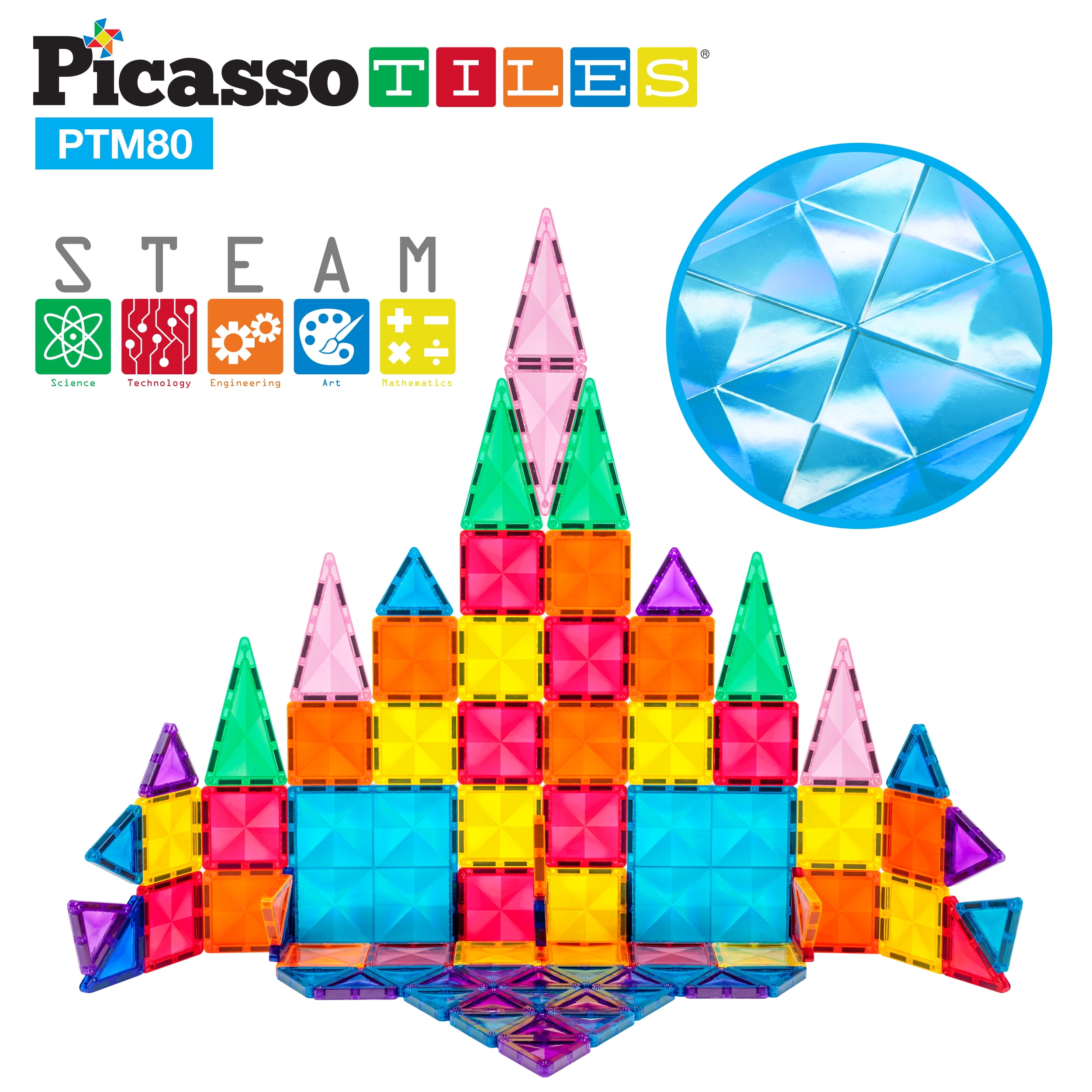 60-Piece PicassoTiles PT60 Magnet Building Set for sale online 