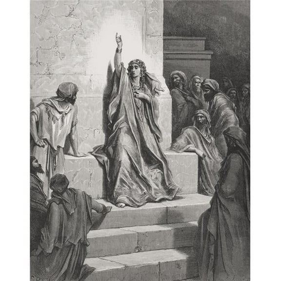 Engraving From The Dore Bible Illustrating Judges V 1 And 2 Deborah By Gustave Dore 1832-1883 French Artist And Illustra