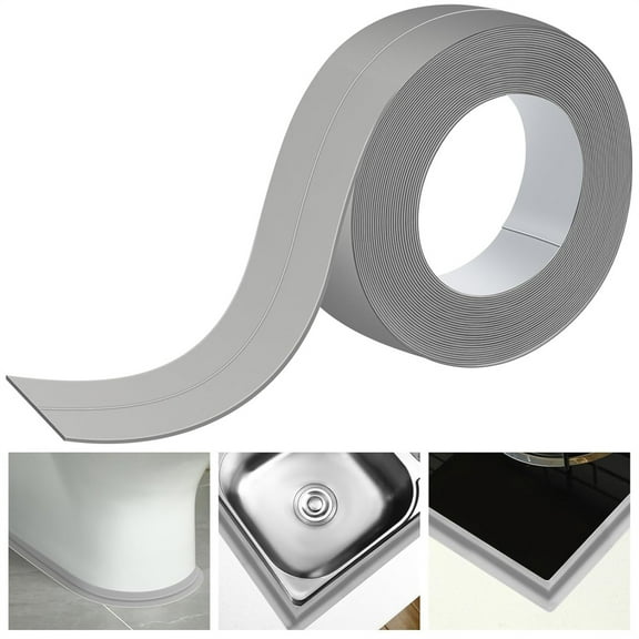 Triani 10.5Ft* 1.5inch Caulk Tape Waterproof Self Adhesive Sealing Caulk Strip Toilet Sealer Around Toilet Base for Kitchen Stove Sinks Corners Caulking Tape(Grey)
