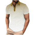 thumbnail image 2 of Styesk T-Shirts pour Hommes Imprimé Décontracté Sport Bouton Manches Courtes Col Rabattu Blouse Chemise, 2 of 5