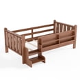 thumbnail image 5 of Harper & Bright Designs Twin Size Floor Bed with Storage Bookcases, Solid Wood Platform Bed Frame with Stairs and Guardrails for Boys Girls, Natural, 5 of 12