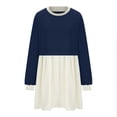 thumbnail image 4 of LYXSSBYX Fall Dresses for Women Long Sleeve Fashion Women's Casual Over Sized Sweatshirt Long Sleeve Dress Round-Neck Ladies Patchwork Mini Dresses, 4 of 6