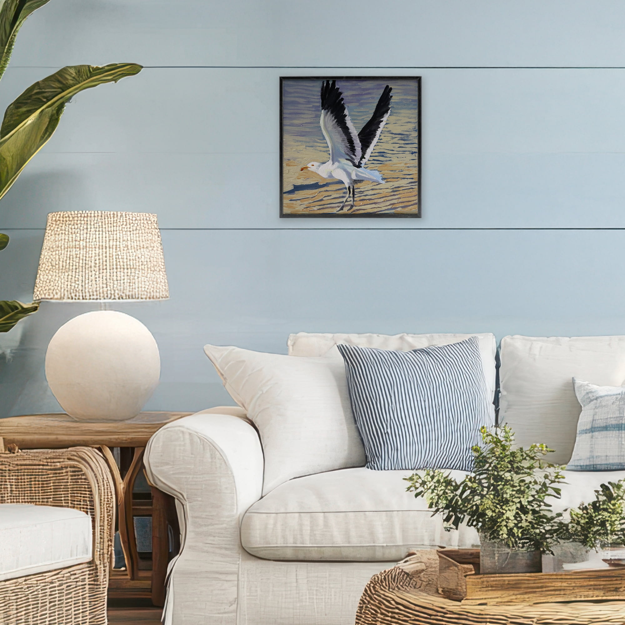 Stupell Industries Seagull Taking Flight Black Framed Giclee Art, design by Violeta Vollmer