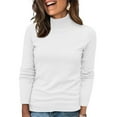 thumbnail image 2 of Turtleneck Sweaters for Women Long Sleeve Knitted Pullover Tops Casual Soft Slim Fit Lightweight 2025 Basic Outfits White L, 2 of 6