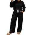 thumbnail image 5 of Turilly Women Ladies Clothes Set of 2 Women's 2 Piece Sweater Outfits Set Oversized Pullover Hoodie Wide Leg Pants Loose Knitted Sweatsuit, 5 of 6