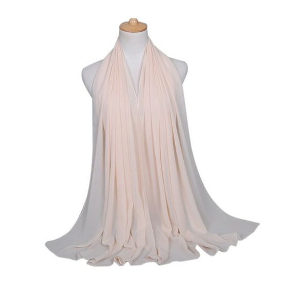 Pearl Chiffon Women Hijab Soft Bubble Wrap Head Scarf Monochrome Ethnic Scarf Shawl