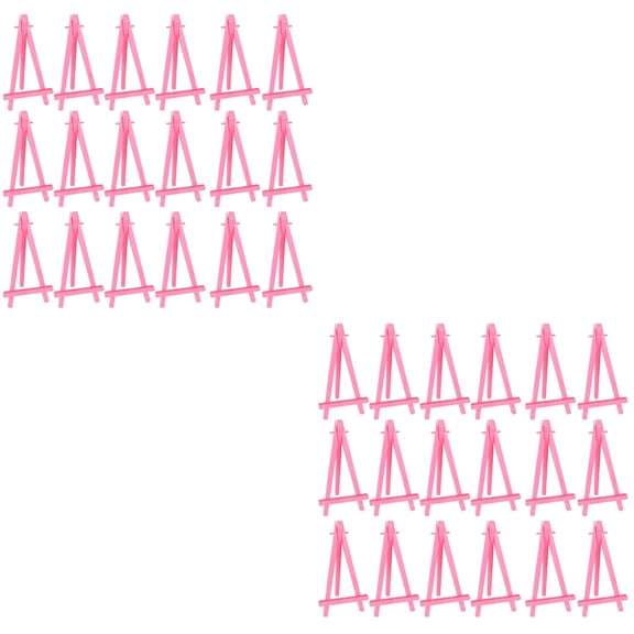 Raindrops 60 Pcs  Art Painting Name Stand Display Holder Drawing Mini Plastic Easel for School Student Artist Supplies(Pink)