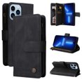 thumbnail image 1 of Case for iPhone 13 Pro Cover Zipper Pocket Wallet Case Magnetic Protective - Black, 1 of 5