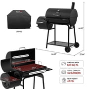 Royal Gourmet CC1830FC 28 Charcoal Grill with Offset Smoker, With Cover,855 Sq. In. Cooking Area, Front Shelf,Charcoal Grill for Outdoor Grilling and Backyard Cooking, Black