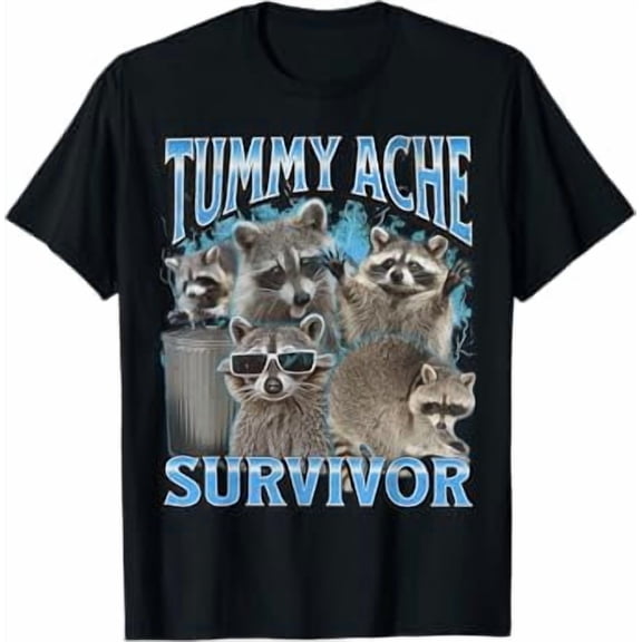 Tummy Ache Survivor Funny Animal Bootleg Graphic 90S Shirt BLACK Unisex S-5XL Hot Trending Shirt, Vintage Birthday Gift