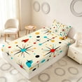 thumbnail image 5 of Manfei Mid-Century Atomic Starburst Twin Sheets, Abstract Theme Bedding, Beige Red Blue Black, Gray Reversible 3pcs1 Flat Sheet + 1 Fitted Sheet + 1 Pillowcase, 5 of 6