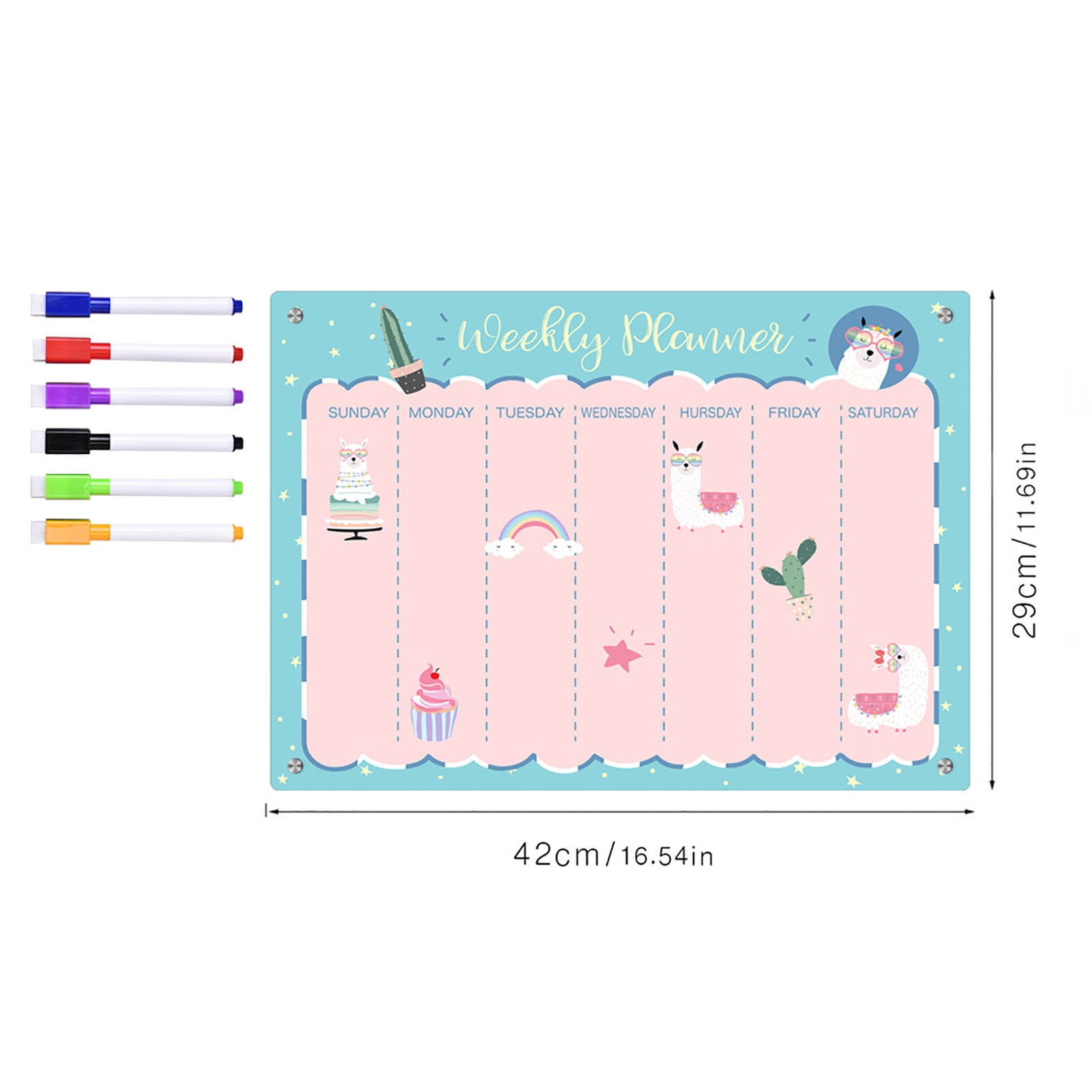 Sylvtty Transparent Acrylic Weekly Planner Magnetic Stickers Re-writable Smooth Writing Message Board for Organization