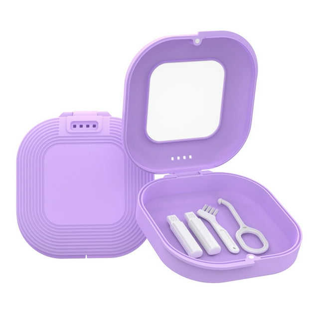 Mirrored Braces Box with Vent Holes Removal Tool Sturdy Long Lifespan Retainer Case for Mouth Guards