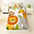 thumbnail image 3 of Castle Fairy Cute Watercolor Jungle Lion Giraffe Elephant Twin Sheets 3pcs,Cartoon Animal Bedding,Green Brown White,1 Fitted Sheet, 1 Flat Sheet and 1 Pillowcase, 3 of 6