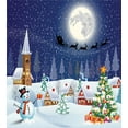 thumbnail image 3 of Christmas Duvet Cover Set, Winter Season Snowman Xmas Tree Santa Sleigh Moon Present Boxes Snow and Stars, Decorative 3 Piece Bedding Set with 2 Pillow Shams, California King, White Blue, by Ambesonne, 3 of 3