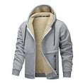 thumbnail image 4 of Caqnni Fleece Hoodie Men with Zipper Pocket Heavyweight Hooded Sweatshirt Loose Fit Winter Active Jacket Warm Fuzzy Winter Coats (L,White), 4 of 7