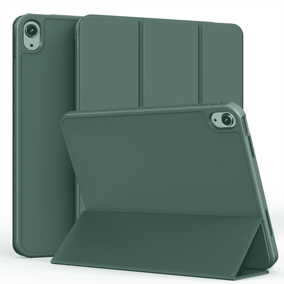 Kenke Case iPad (A16) 11th Generation 11 inch 2025, iPad 10th Generation 10.9 Inch 2022 with Pencil Holder, Soft TPU Back Smart Trifold Stand Case [Support Touch ID and Auto Wake/Sleep], Dark Green