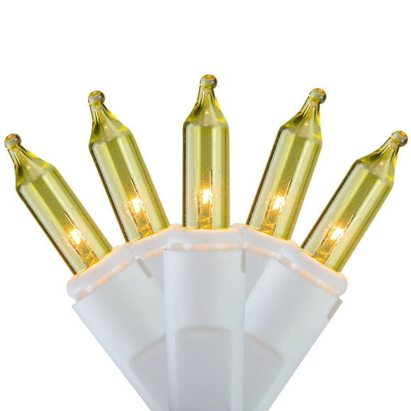 Brite Star Set of 100 Yellow Mini Icicle Christmas Lights - 7.8ft White Wire