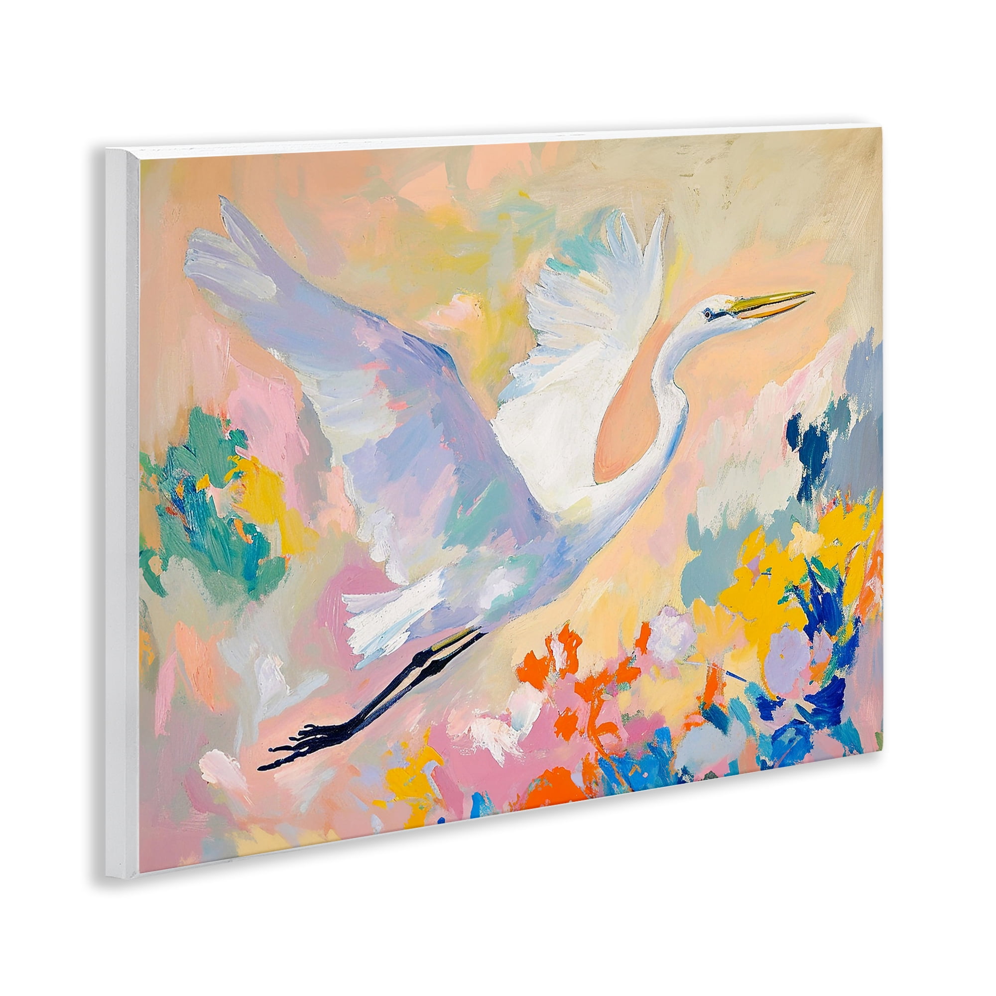 Stupell Industries Heron & Abstract Botanicals Animals & Insects Painting Unframed Art Print Wall Art, 14 x 11