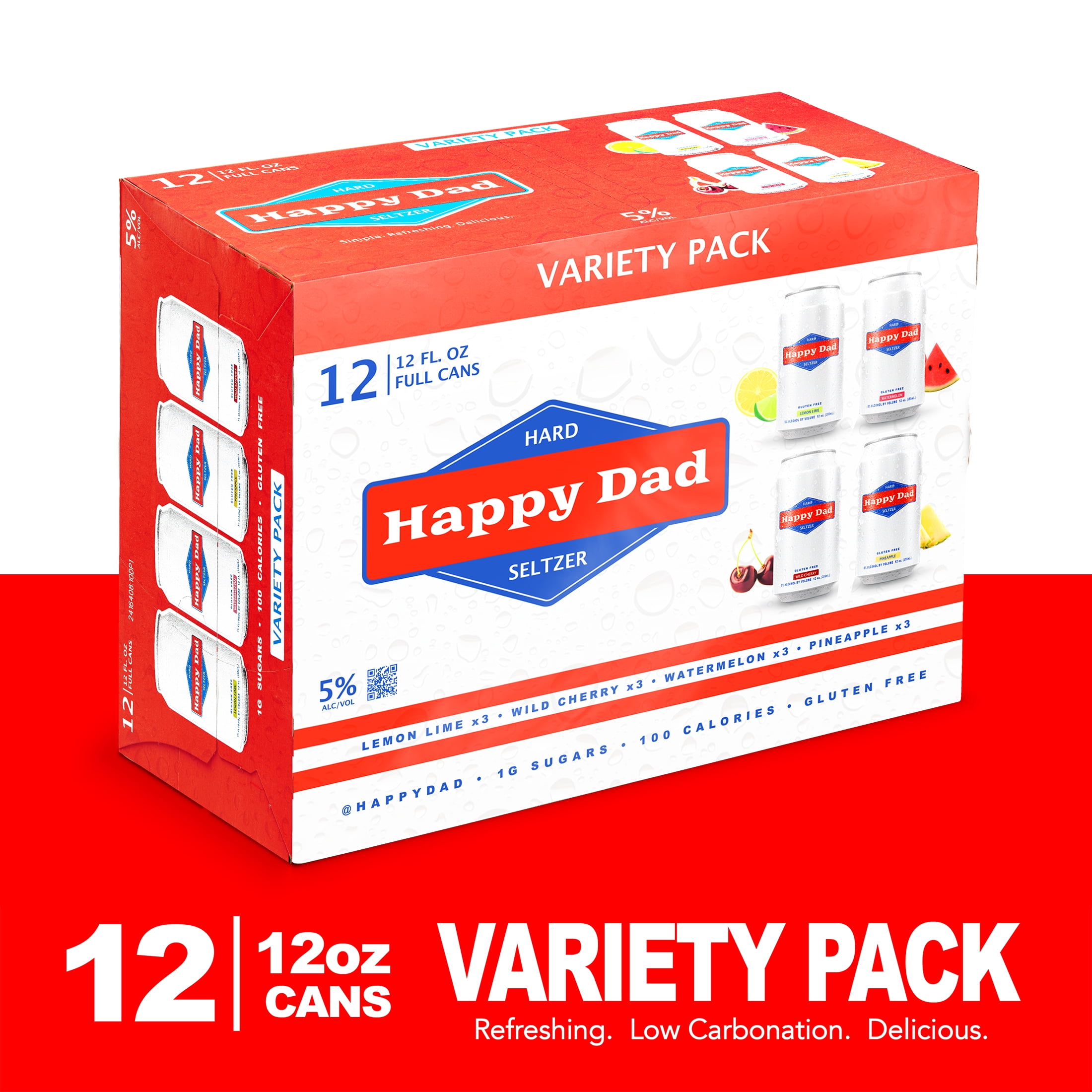 Happy Dad Hard Seltzer Variety Pack, 12 Pack, 12 fl oz Cans, 5% ABV