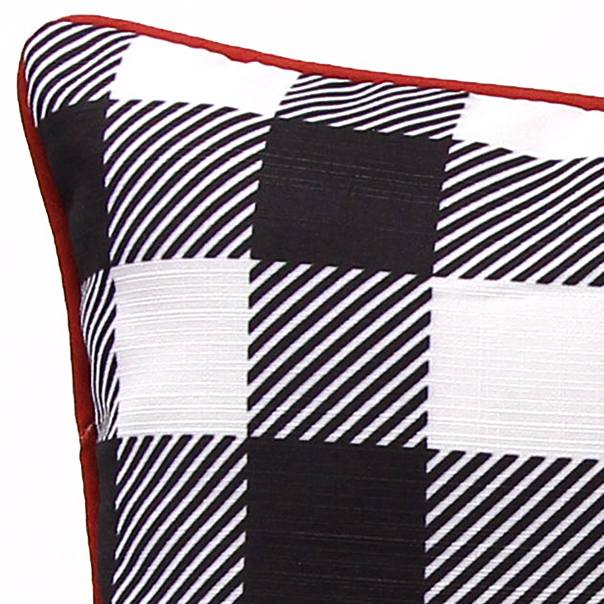 Jordan Manufacturing 18" x 18" Black and White Buffalo Check Gnome Holiday Square Reversible Decorative Throw Pillow with Welt