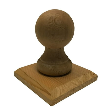 Cedar Provincial Ball Finial Flat Base Post Cap For 4 X 4
