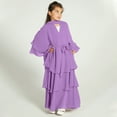 thumbnail image 3 of IBTOM CASTLE Kids Girls Muslim Abaya Dress Long Sleeve Chiffon Islamic Kaftan Robe Open Front Cardigan Prayer Dress with Hijab 13-14 Years Purple, 3 of 8