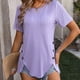 thumbnail image 4 of Faja moldeadora de cintura de verano para mujer, camiseta de manga corta con cuello redondo y botones, 4 of 7