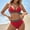 Red, variant on UTSJKR Women's Two Piece Bathing Suit Colorblock Tie Back Halter Bikini High Waist Halter V Neck Swimsuits Full Coverage Bathing Suits Blue 12-14