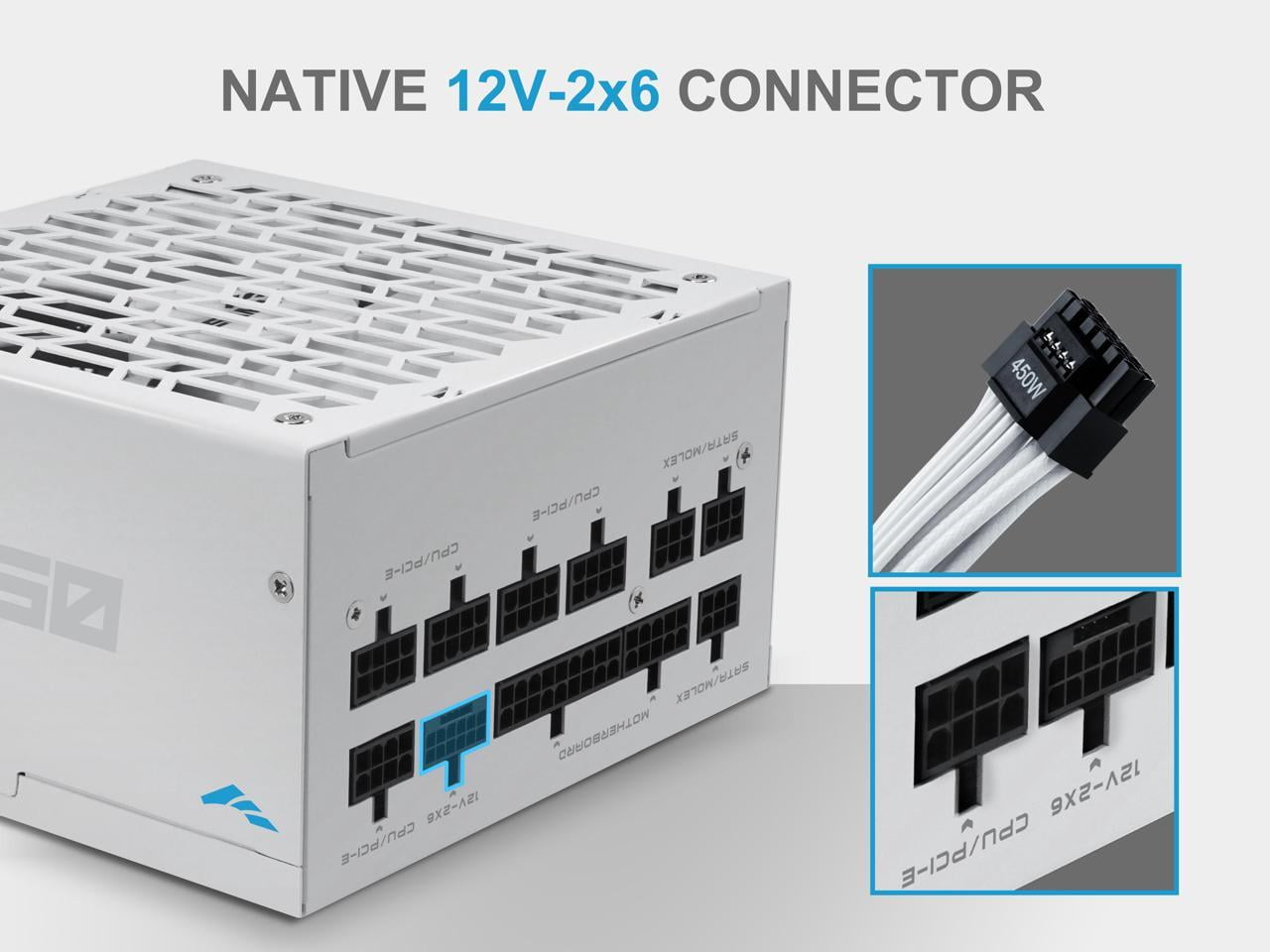 SAMA G850W ATX 3.1 Power Supply, 850W, Cybenetics Gold Standards, PCIe 5.1 Ready, Full Modular, Japanese Capacitors, FDB Fan, White Version