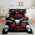thumbnail image 2 of Erosebridal Cow Skull Skeleton Bedding Full Comforter Set, Hunting Theme Down Comforter, Gothic Rose Flower Home Decor, Reversible 3pcs, 2 of 8