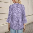 thumbnail image 5 of Women's Long Sleeve T-shirt 3/4 Length Sleeve Womens Tops V Neck Spring Shirts 2025 Petal Bell Sleeve Plus Size Boho Ethnic Style Tee Shirts,Purple Women's Long sleeve T-shirt XXXL, 5 of 6