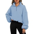 thumbnail image 6 of Loose Sport Pullover Hoodie Women Winter Solid Color Zipper Stand Collar Sweatshirt Thick Warm Clothing, 6 of 6