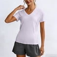 thumbnail image 5 of hoksml Women's V-Neck Short Sleeve Workout Shirt with Breathable Mesh Panels, Quick Dry Athletic Top for Running Yoga Gym, 5 of 6