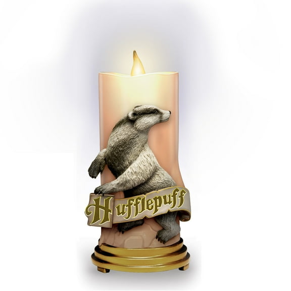 The Bradford Exchange HUFFLEPUFF™ Harry Potter™ Hogwarts House Flameless LED Candle Collection Issue #1 High-Relief Sculpted House Mascots and Colors Remote-Controlled Illumination Magic 7-inches