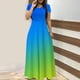 thumbnail image 2 of Vestido de Verano para las Mujeres Gradiente Impreso Cuello en V Manga Corta de la Longitud Del Tobillo Vestido, Vestido Corto de Verano, 2 of 5
