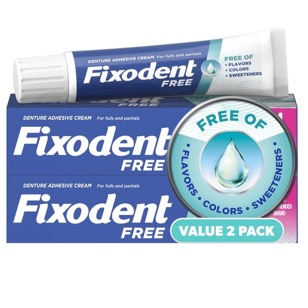 Adhesivo para dentaduras Fixodent Free, pack de 2 x 40 g